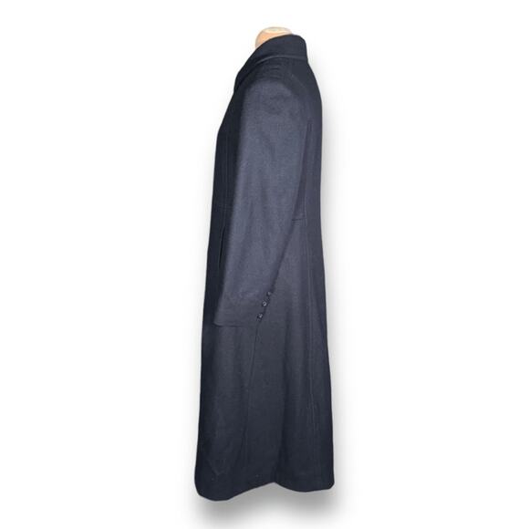 Vintage 90s Herman Kay Wool Blend Long Coat Navy Blue Size 6 Elegant Tailored - Picture 4 of 13